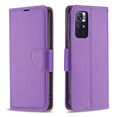 Custodia Portafoglio In Pelle Cover con Supporto B06F per Xiaomi Redmi Note 11 5G Viola