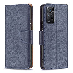 Custodia Portafoglio In Pelle Cover con Supporto B06F per Xiaomi Redmi Note 11 Pro 4G Blu