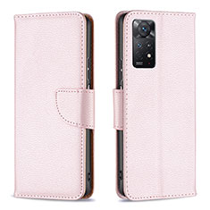 Custodia Portafoglio In Pelle Cover con Supporto B06F per Xiaomi Redmi Note 11 Pro 4G Oro Rosa