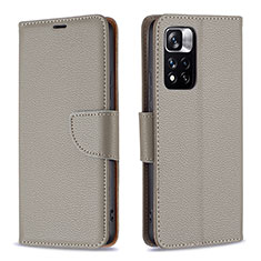 Custodia Portafoglio In Pelle Cover con Supporto B06F per Xiaomi Redmi Note 11 Pro+ Plus 5G Grigio