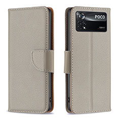 Custodia Portafoglio In Pelle Cover con Supporto B06F per Xiaomi Redmi Note 11E Pro 5G Grigio