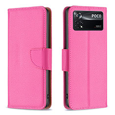 Custodia Portafoglio In Pelle Cover con Supporto B06F per Xiaomi Redmi Note 11E Pro 5G Rosa Caldo