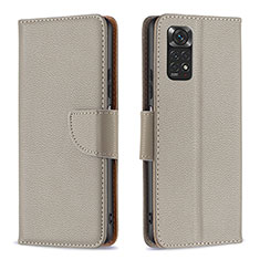 Custodia Portafoglio In Pelle Cover con Supporto B06F per Xiaomi Redmi Note 11S 4G Grigio