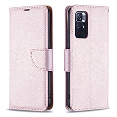 Custodia Portafoglio In Pelle Cover con Supporto B06F per Xiaomi Redmi Note 11S 5G Oro Rosa
