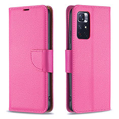 Custodia Portafoglio In Pelle Cover con Supporto B06F per Xiaomi Redmi Note 11S 5G Rosa Caldo