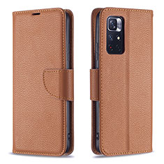 Custodia Portafoglio In Pelle Cover con Supporto B06F per Xiaomi Redmi Note 11T 5G Marrone