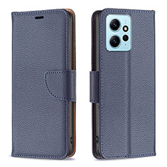 Custodia Portafoglio In Pelle Cover con Supporto B06F per Xiaomi Redmi Note 12 4G Blu