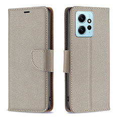 Custodia Portafoglio In Pelle Cover con Supporto B06F per Xiaomi Redmi Note 12 4G Grigio