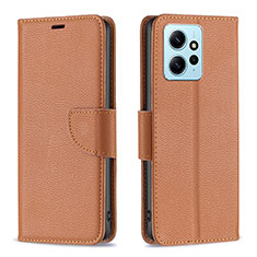 Custodia Portafoglio In Pelle Cover con Supporto B06F per Xiaomi Redmi Note 12 4G Marrone