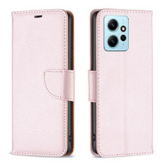 Custodia Portafoglio In Pelle Cover con Supporto B06F per Xiaomi Redmi Note 12 4G Oro Rosa