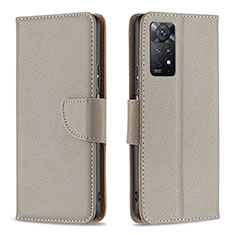 Custodia Portafoglio In Pelle Cover con Supporto B06F per Xiaomi Redmi Note 12 Pro 4G Grigio