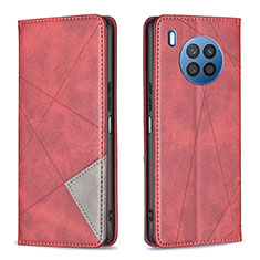 Custodia Portafoglio In Pelle Cover con Supporto B07F per Huawei Honor 50 Lite Rosso