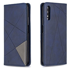 Custodia Portafoglio In Pelle Cover con Supporto B07F per Huawei P Smart Z (2019) Blu