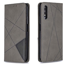 Custodia Portafoglio In Pelle Cover con Supporto B07F per Huawei Y9 Prime (2019) Grigio