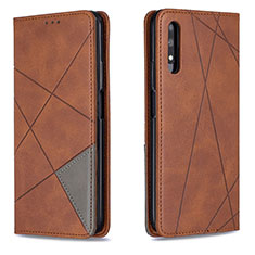 Custodia Portafoglio In Pelle Cover con Supporto B07F per Huawei Y9 Prime (2019) Marrone