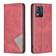 Custodia Portafoglio In Pelle Cover con Supporto B07F per Motorola Moto E13 Rosso