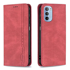 Custodia Portafoglio In Pelle Cover con Supporto B07F per Motorola Moto G41 Rosso