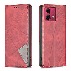 Custodia Portafoglio In Pelle Cover con Supporto B07F per Motorola Moto G84 5G Rosso