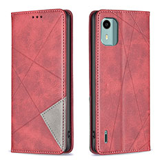 Custodia Portafoglio In Pelle Cover con Supporto B07F per Nokia C12 Pro Rosso