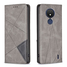 Custodia Portafoglio In Pelle Cover con Supporto B07F per Nokia C21 Grigio