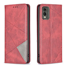 Custodia Portafoglio In Pelle Cover con Supporto B07F per Nokia C210 Rosso