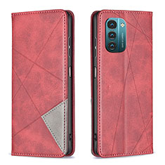 Custodia Portafoglio In Pelle Cover con Supporto B07F per Nokia G21 Rosso