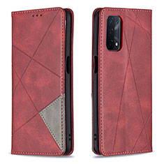 Custodia Portafoglio In Pelle Cover con Supporto B07F per OnePlus Nord N200 5G Rosso