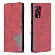 Custodia Portafoglio In Pelle Cover con Supporto B07F per Oppo A16s Rosso