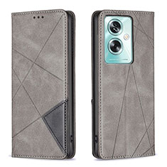 Custodia Portafoglio In Pelle Cover con Supporto B07F per Oppo A2 5G Grigio