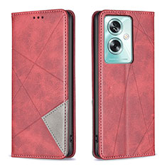 Custodia Portafoglio In Pelle Cover con Supporto B07F per Oppo A2 5G Rosso