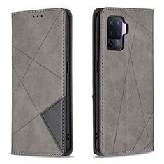 Custodia Portafoglio In Pelle Cover con Supporto B07F per Oppo A94 4G Grigio