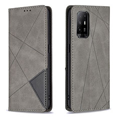 Custodia Portafoglio In Pelle Cover con Supporto B07F per Oppo A94 5G Grigio