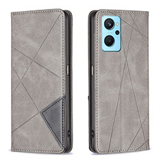 Custodia Portafoglio In Pelle Cover con Supporto B07F per Oppo A96 4G Grigio