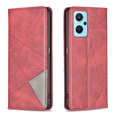 Custodia Portafoglio In Pelle Cover con Supporto B07F per Oppo A96 4G Rosso