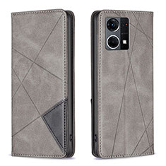 Custodia Portafoglio In Pelle Cover con Supporto B07F per Oppo F21 Pro 4G Grigio