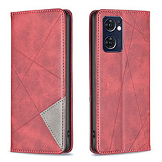 Custodia Portafoglio In Pelle Cover con Supporto B07F per Oppo Find X5 Lite 5G Rosso