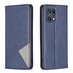 Custodia Portafoglio In Pelle Cover con Supporto B07F per Oppo Find X5 Pro 5G Blu