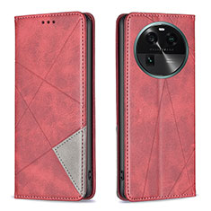 Custodia Portafoglio In Pelle Cover con Supporto B07F per Oppo Find X6 5G Rosso