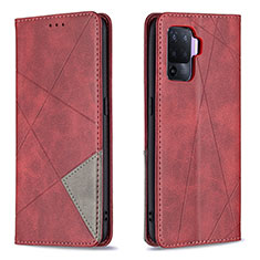 Custodia Portafoglio In Pelle Cover con Supporto B07F per Oppo Reno5 F Rosso