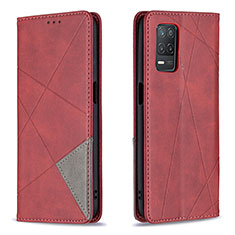 Custodia Portafoglio In Pelle Cover con Supporto B07F per Realme 8 5G Rosso