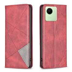 Custodia Portafoglio In Pelle Cover con Supporto B07F per Realme C30 Rosso