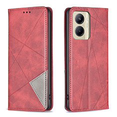 Custodia Portafoglio In Pelle Cover con Supporto B07F per Realme C33 (2023) Rosso