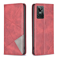 Custodia Portafoglio In Pelle Cover con Supporto B07F per Realme GT Neo3 5G Rosso