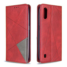 Custodia Portafoglio In Pelle Cover con Supporto B07F per Samsung Galaxy A01 SM-A015 Rosso