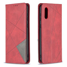 Custodia Portafoglio In Pelle Cover con Supporto B07F per Samsung Galaxy A02 Rosso