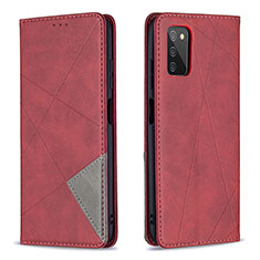 Custodia Portafoglio In Pelle Cover con Supporto B07F per Samsung Galaxy A03s Rosso