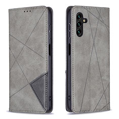 Custodia Portafoglio In Pelle Cover con Supporto B07F per Samsung Galaxy A04s Grigio