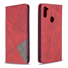 Custodia Portafoglio In Pelle Cover con Supporto B07F per Samsung Galaxy A11 Rosso