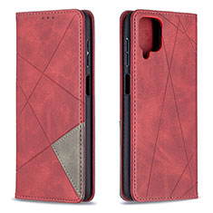 Custodia Portafoglio In Pelle Cover con Supporto B07F per Samsung Galaxy A12 Nacho Rosso