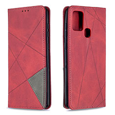 Custodia Portafoglio In Pelle Cover con Supporto B07F per Samsung Galaxy A21s Rosso